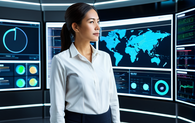 A professional female data architect in a modest business suit, standing confidently in a brightly lit, futuristic data command center. Large transparent screens display dynamic data flow diagrams, complex network graphs, and real-time performance metrics, visually representing intelligent scaling and horizontal distribution. The scene features high-resolution professional studio photography, perfect anatomy, correct proportions, natural pose, well-formed hands, and proper finger count. The overall aesthetic is clean and modern, with a subtle glow from the screens. fully clothed, appropriate attire, professional dress, safe for work, appropriate content, family-friendly.