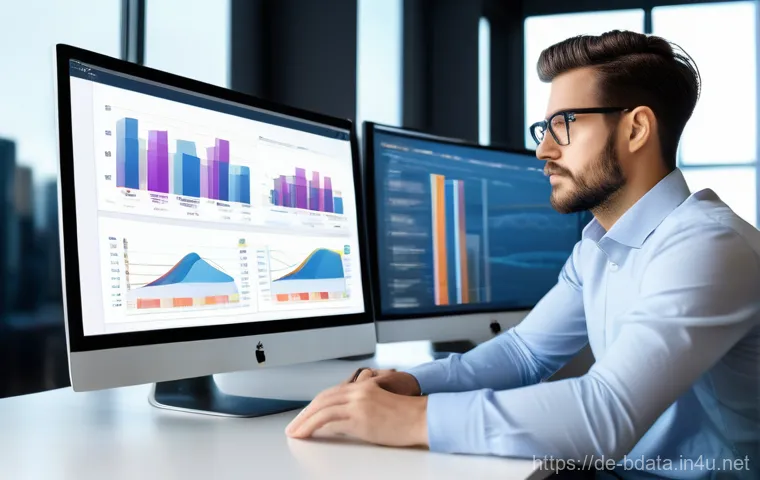 빅데이터 기술자 포트폴리오 작성법 - **Prompt:** A focused and passionate Big Data Engineer, a male or female adult, sits at a sleek, min...