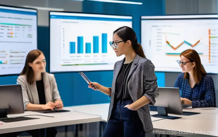 빅데이터 기술자를 위한 프로그래밍 언어 추천 - **Prompt 1: The Versatile Python Data Analyst**
    "A modern, brightly lit office or collaborative ...