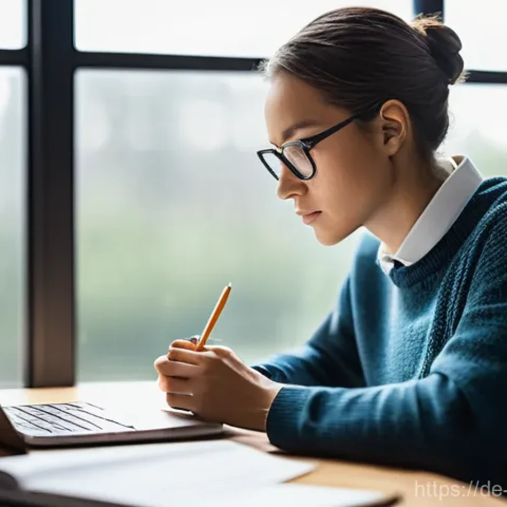 빅데이터 기술자의 멘탈 관리 - **Prompt:** A young Big Data specialist (gender-neutral, 20s-30s) sits at a sleek, modern desk with ...