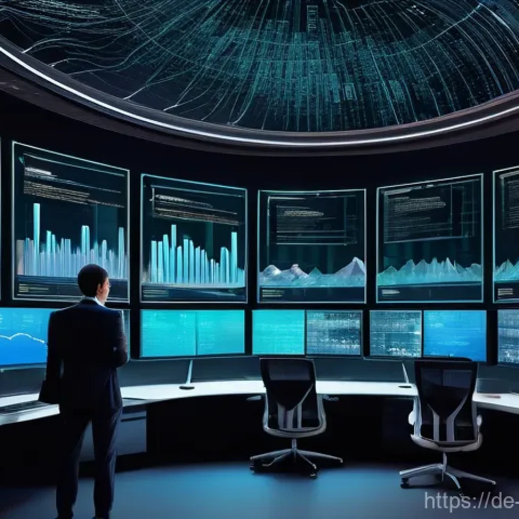 빅데이터 학습용 추천 강의 - A highly detailed, professional illustration depicting the transformation of a vast, abstract "data ...