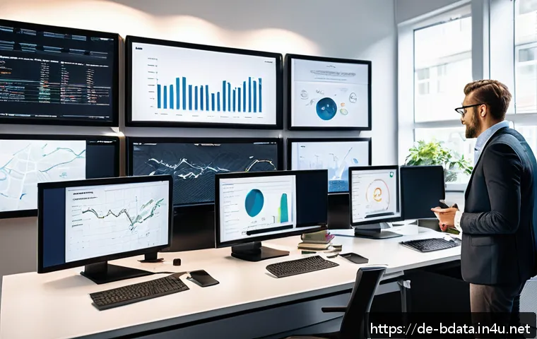 빅데이터 기술자 해외 취업 가이드 - A modern office scene in Berlin featuring a diverse team of Big Data specialists collaborating aroun...